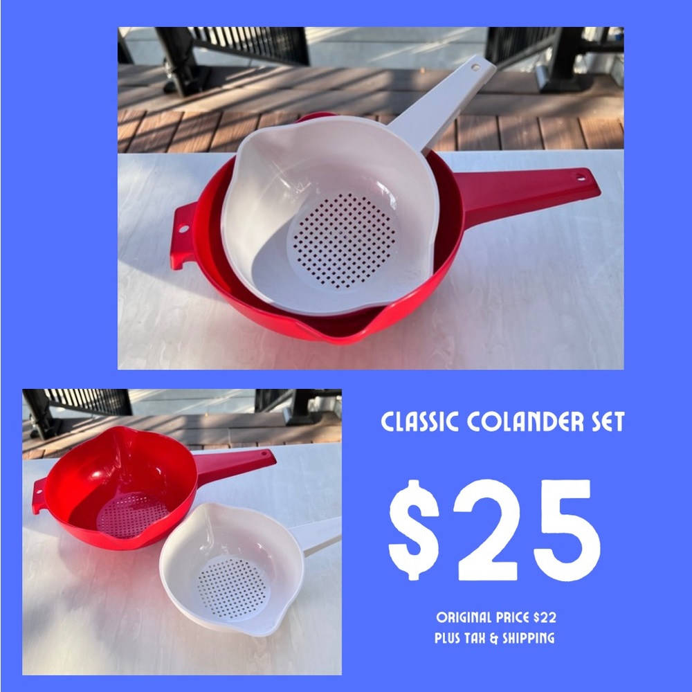 Red and White Colander Set